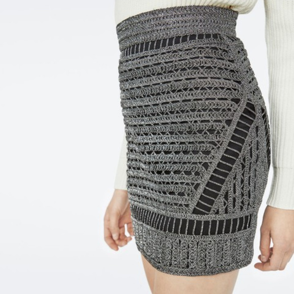 Maje Dresses & Skirts - Maje Jazzon Knitted Miniskirt in Silver